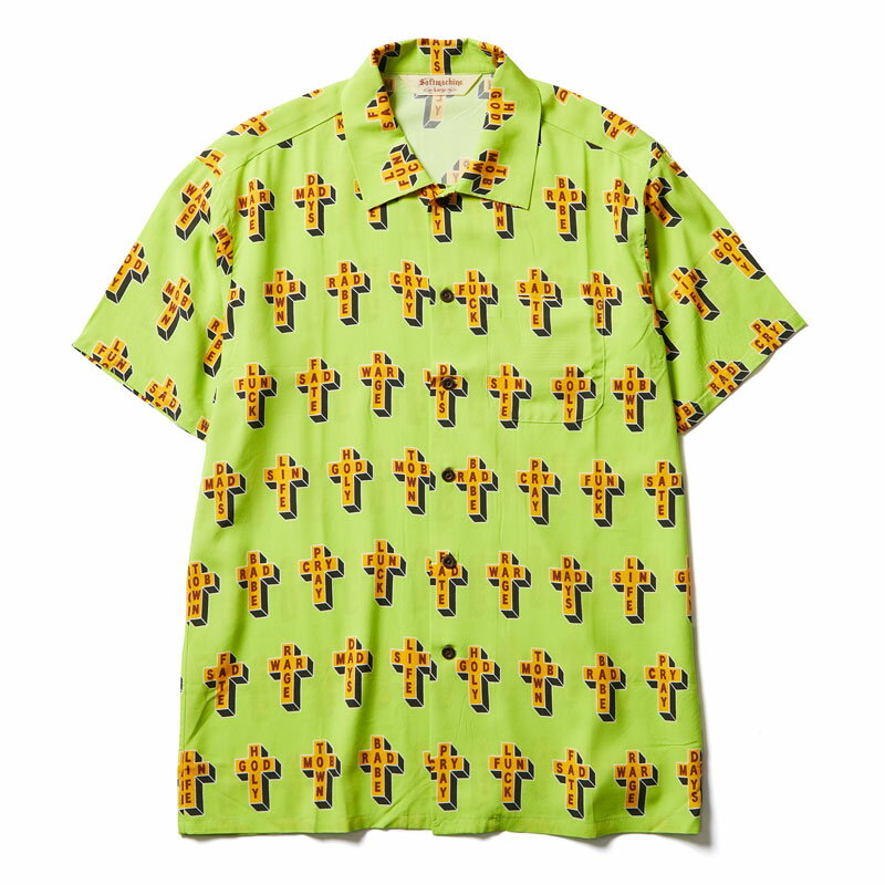 10％off【Softmachine】ソフトマシーン【JEXPERIENCE SHIRTS S/S】Green(Lsize)【半袖シャツ】ソフトマシン【総柄】柄シャツ【送料無料】