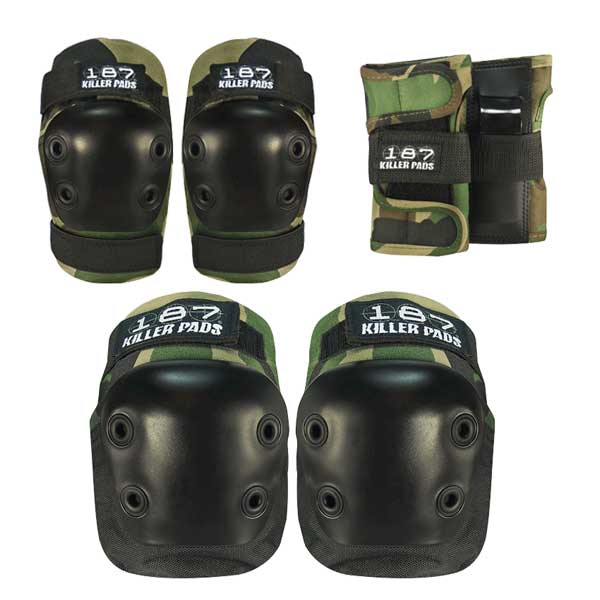 【187 KILLER PADS】187キラーパッド【Junior Pad Set】CAMO【キッズ】子供用【目安として4歳〜8歳】3点SET【スケボー】プロテクター【SKATEBOARD】スケート【JR SIX PACK】手首 肘 膝の3点セット