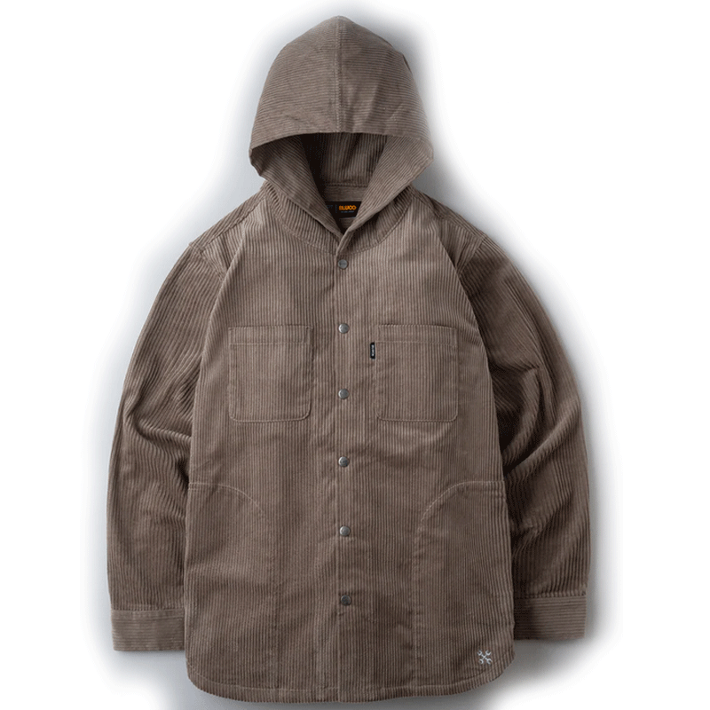 【BLUCO】ブルコ【CORDUROY HOODED SHIRT】3色(GREIGE / CHARCOAL / BROWN)【フードシャツ】コーデュロイ【バイカー】(4)