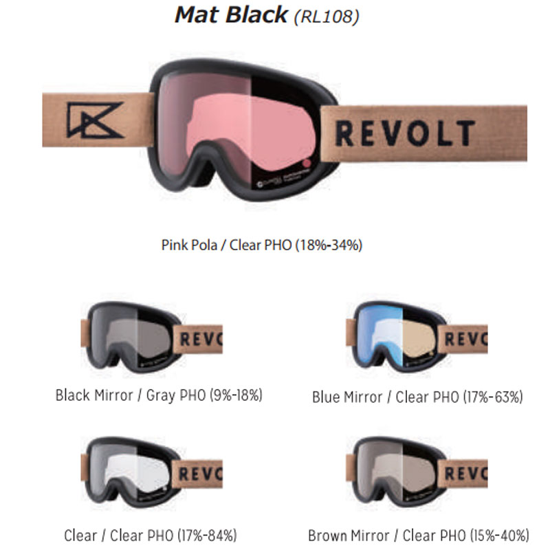 楽天StaleFink23-24モデル【REVOLT】リボルト【SUPER LIGHT FRAME】Mat Black （5レンズカラー）【スーパーライトフレーム】GOGGLE【ゴーグル】調光レンズ【クラリテックス】平面 Super Light Frame / Snap Buckle Band （マグネット式）SNOWBOARD【スノーボード】正規品【送料無料】27000