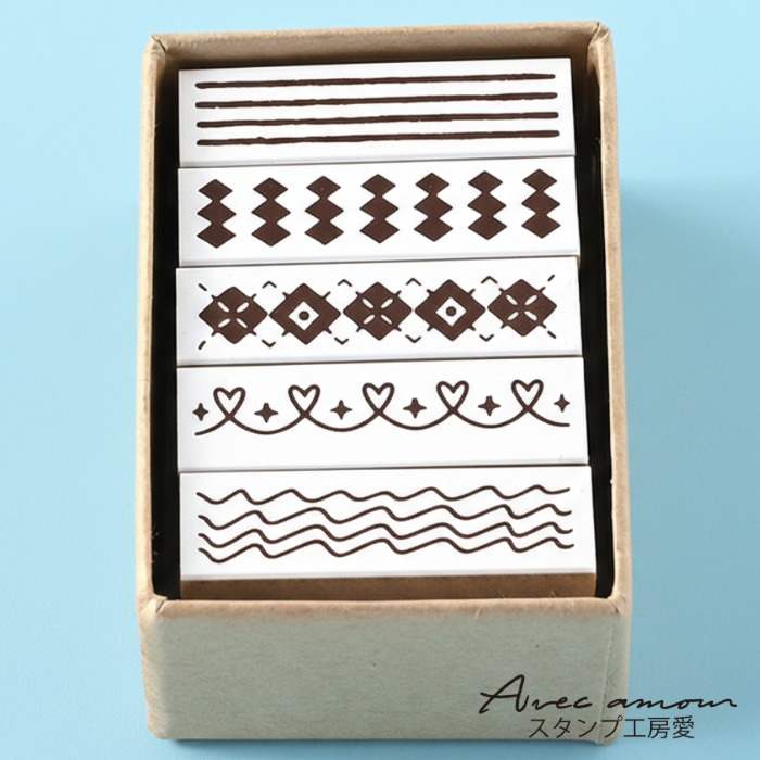 ラインデコスタンプ -総柄-【オリジナルスタンプ・アンティークスタンプ・かわいいスタンプ・ミニスタンプ・手帳・手帳デコ・コラージュ・文具・文具女子・はんこ・ハンコ・スケジュール・北欧・動物 鳥 ハンドメイド】