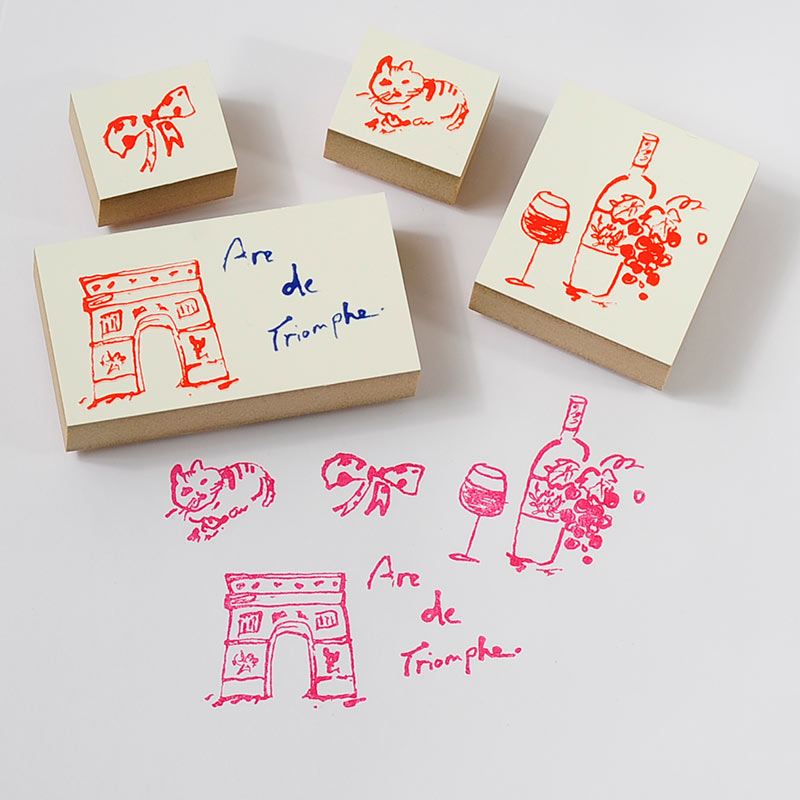 洋風シリーズ PARIS STAMP-凱旋門と猫-【アンティークスタンプ かわいいスタンプ ...