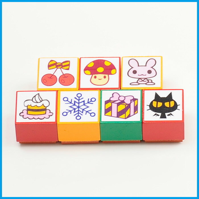 miniスタンプ7個セット【オリジナルスタンプ・かわいいスタンプ・動物・はんこ・ハンコ・ハンドメイド】【ネコポス定形外郵便対応】