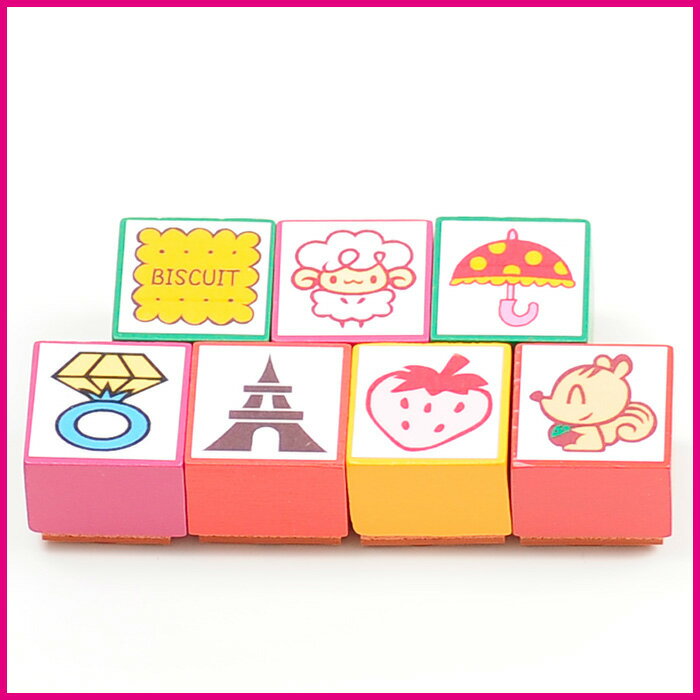 Rakuten - miniスタンプ7個セット【オリジナルスタンプ・かわいいスタンプ・動物・はんこ・ハンコ・ハンドメイド】【ネコポス定形外郵便対応】