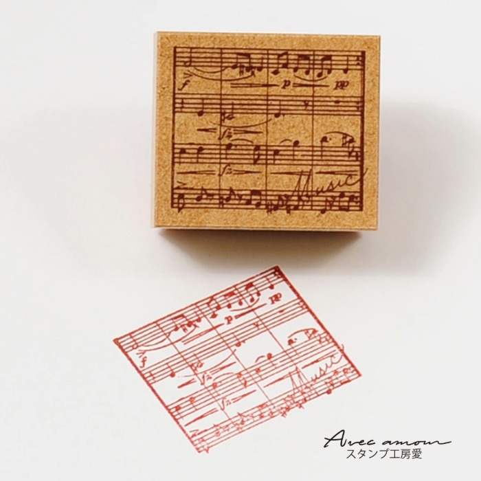 Rakuten - -蚤の市スタンプ- 【かわいいスタンプ　アンティーク　アンティークスタンプ　スタンプ　はんこ　ハンコ 楽譜　音楽　音符　】