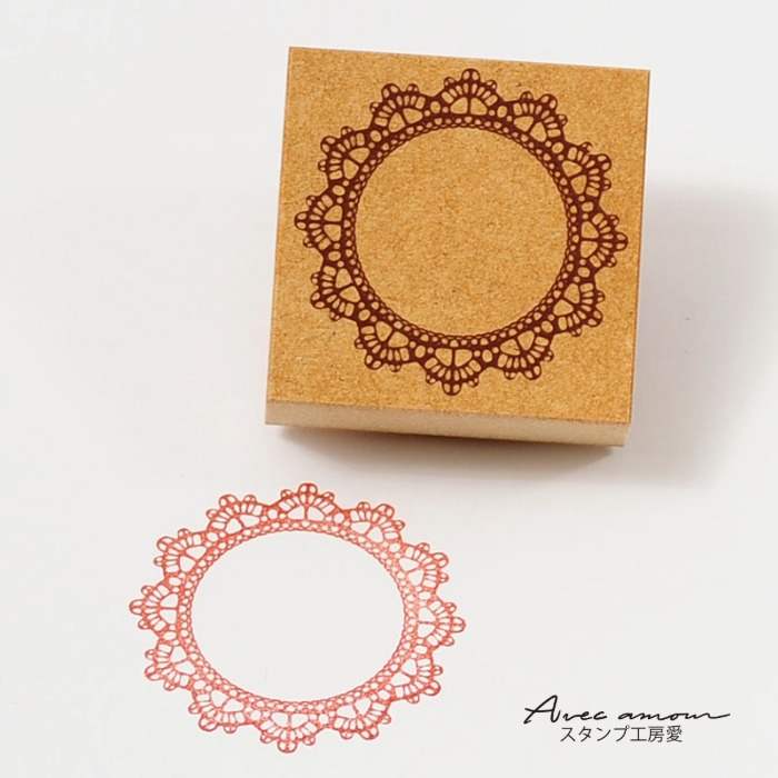 antique - -蚤の市スタンプ-【かわいいスタンプ　ハンコ スタンプ　アンティークスタンプ　ドイリーフレーム レース】