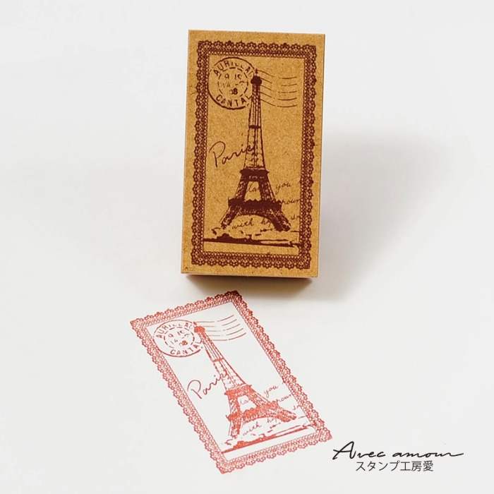 Rakuten - -蚤の市スタンプ-【かわいいスタンプ　ハンコ スタンプ　アンティークスタンプ　Paris card　エッフェル塔】【手作り雑貨・手芸用に最適。】【定形外郵便対応！】