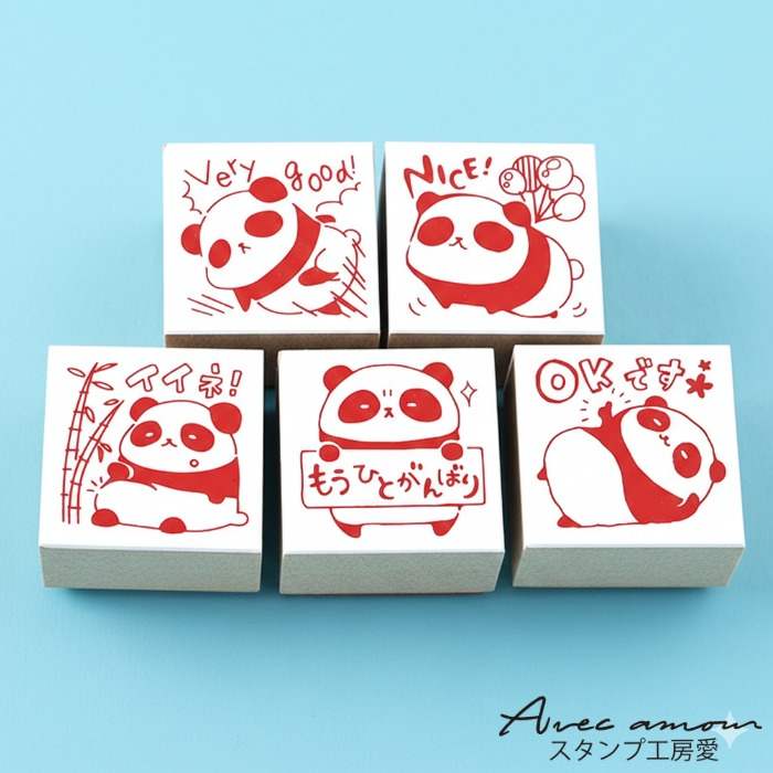 先生スタンプ5個セット【OKです　もうひとがんばり　Very goog！　イイネ　NICE】【先生スタンプ ごほうびスタンプ　かわいいハンコ　ゴム印】
