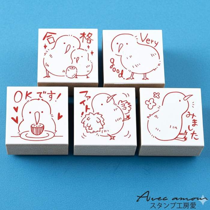 Rakuten - 先生スタンプ5個セット【Very good　OKです　みました　合格　ファイト】【先生スタンプ ごほうびスタンプ　かわいいハンコ　ゴム印】