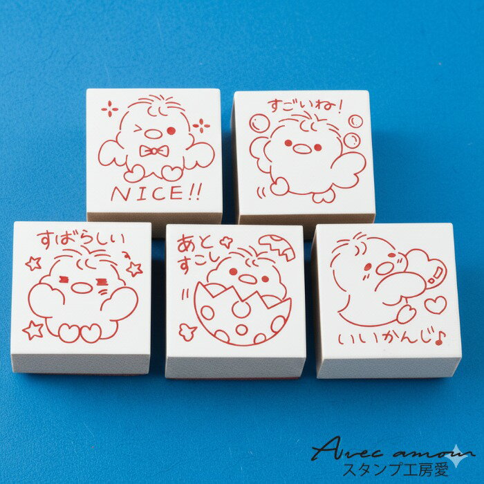 Rakuten - 先生スタンプ5個セット【NICE　すごいね　あとすこし　いいかんじ　すばらしい 】【先生スタンプ ごほうびスタンプ　かわいいハンコ　ゴム印】
