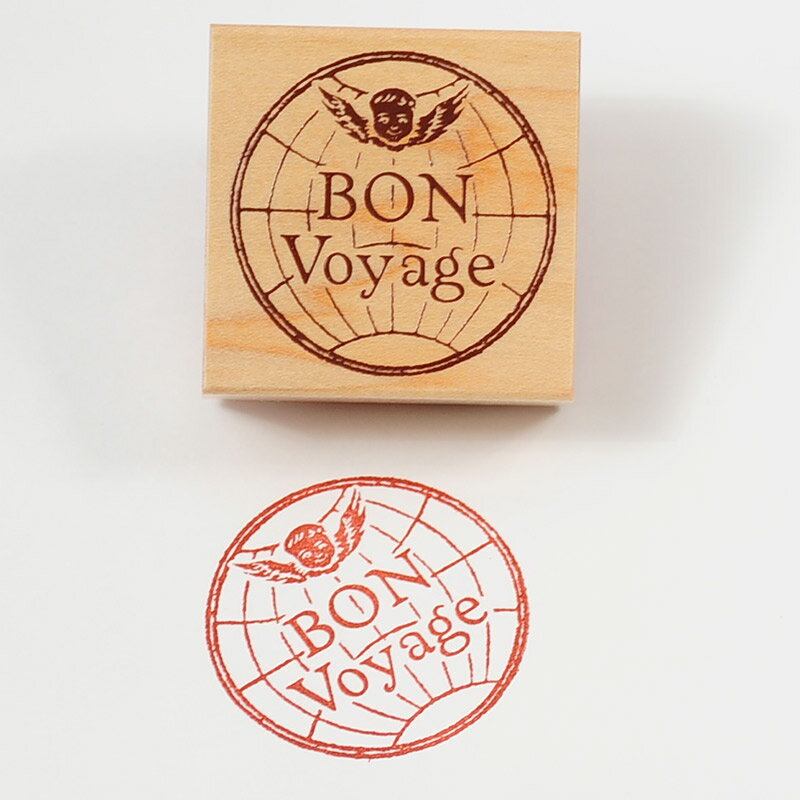 -蚤の市スタンプ-【かわいいスタンプ　ハンコ スタンプ　アンティークスタンプ　bon voyage】【手作り雑貨・手芸用に最適。】【メール便対応】