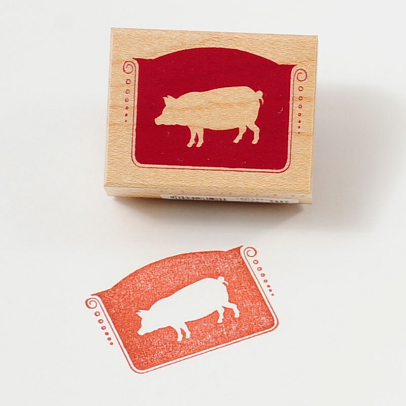 -蚤の市スタンプ-【かわいいスタンプ ハンコ スタンプ アンティークスタンプ 仔豚】【手作り雑貨・手芸用に最適。】【メール便対応】