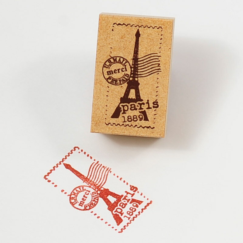 -蚤の市スタンプ-【かわいいスタンプ ハンコ スタンプ アンティークスタンプ エッフェル塔 切手 消印】【手作り雑貨・手芸用に最適。】【メール便対応】