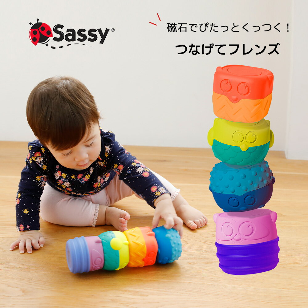 つなげてフレンズ Sassy サッシー 磁石 マグネット パズル 積み木 レインボー 知育トイ おもちゃ 6ヶ月から トイ 積木 オモチャ 玩具 男の子 女の子 知育玩具 1歳 2歳 0歳 誕生日プレゼント ギフト