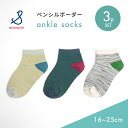 キッズ 靴下 くつした ソックス ペンシルボーダー アンクルソックス クルーソックス 3P 3枚 セット ボーダー ベビー スニーカー 滑り止め スタンプル s...