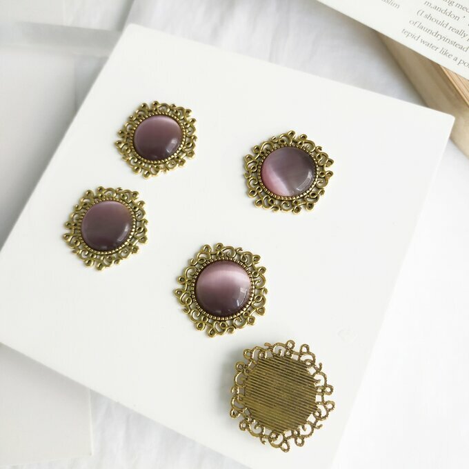 ＼今だけ クーポン ！11/20~11/27 限定 ／ 4個// カボション 貼り付けパーツ パープル アクセサリーパ..