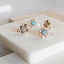 4個// 2ペア ピアスパーツ 花 デイジー パール ストーン きらきら アクセサリーパーツ パーツ ハンドメイドパーツ ハンドメイドピアス 大人ピアス 大人可...