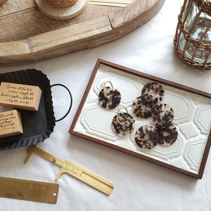 ＼今だけ クーポン ！11/20~11/27 限定 ／ (4個)モザイク柄　モザイクパーツ　ドーナツパーツ　 アセテ..