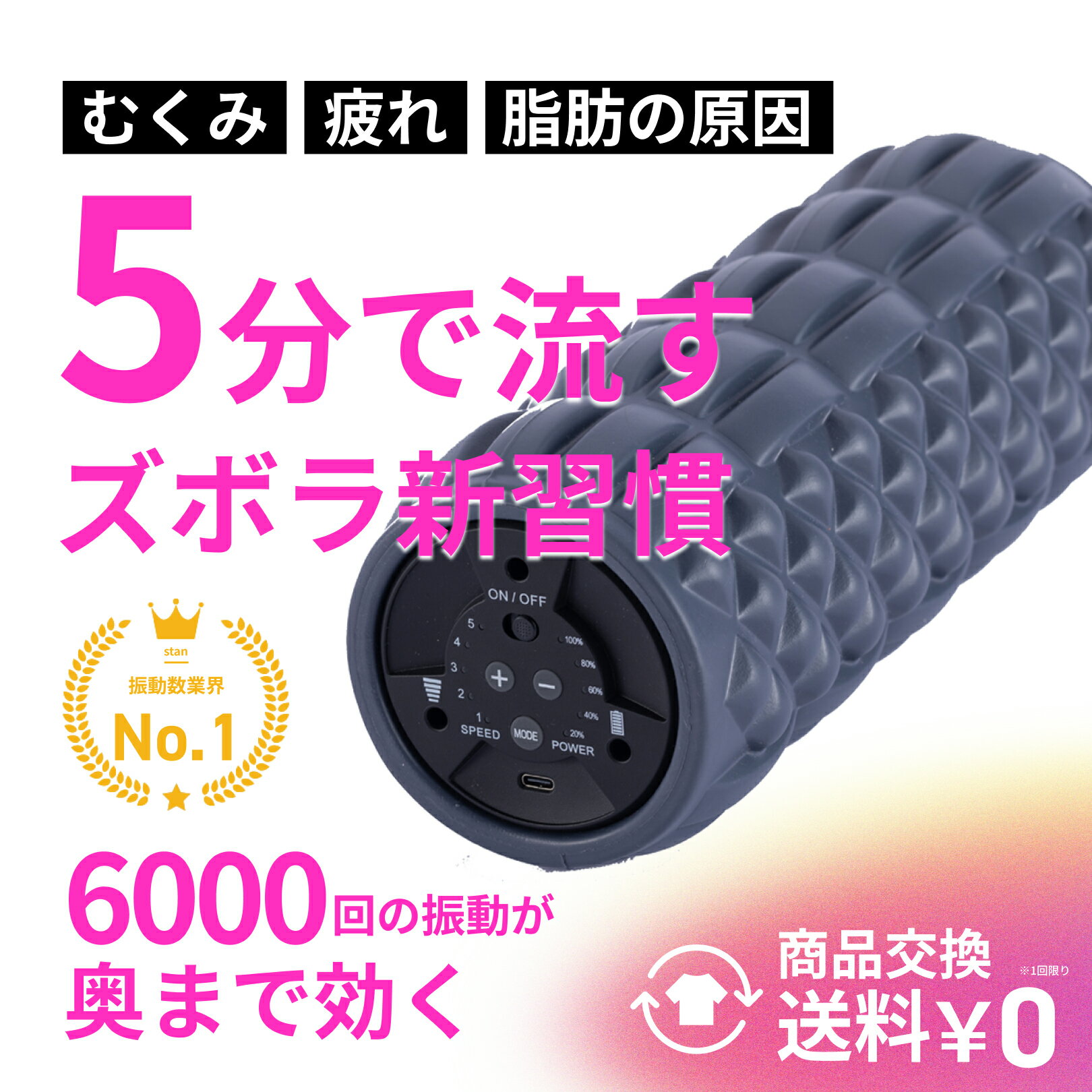 【決算セール】25%OFFクーポン配布 累計18000個突破 stan公式 電動フォームローラー ストレッチ 5段階..