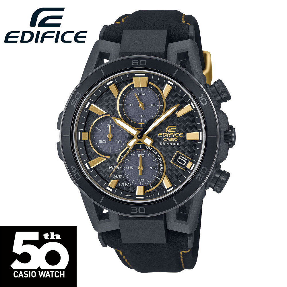 CASIO 50th “EDIFICE” EFS-S640ZE-1AJRソーラークロノグラフ 黒文字盤[ タフソーラー　腕時計 アルカンターラ生地バンド ]
