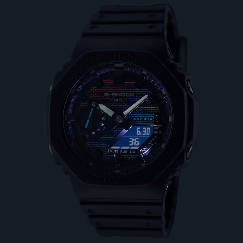 CASIO G-SHOCK GA-2100RW-1AJF レインボーカラー レンガパターン デザインアナデジ 腕時計 メンズ カシオ Gショック 【父の日】 【ギフト】 【贈り物】