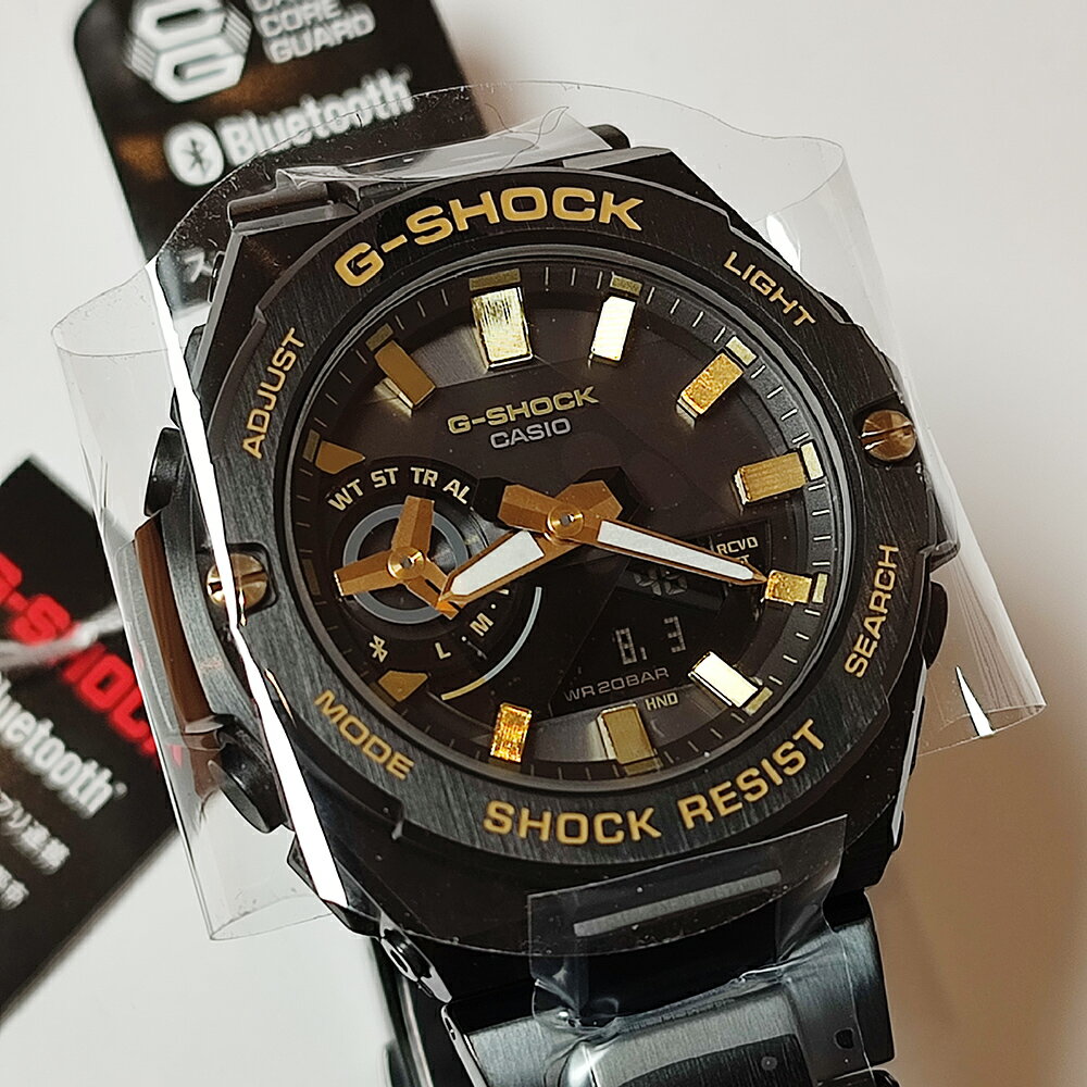 CASIO “G-SHOCK” G-STEELGST-B500BD-1A9JF ブラック x ゴールド タフソーラーモバイルリンク機能　カーボンコアガード構造　国内正規品　   簡易ラッピング無料