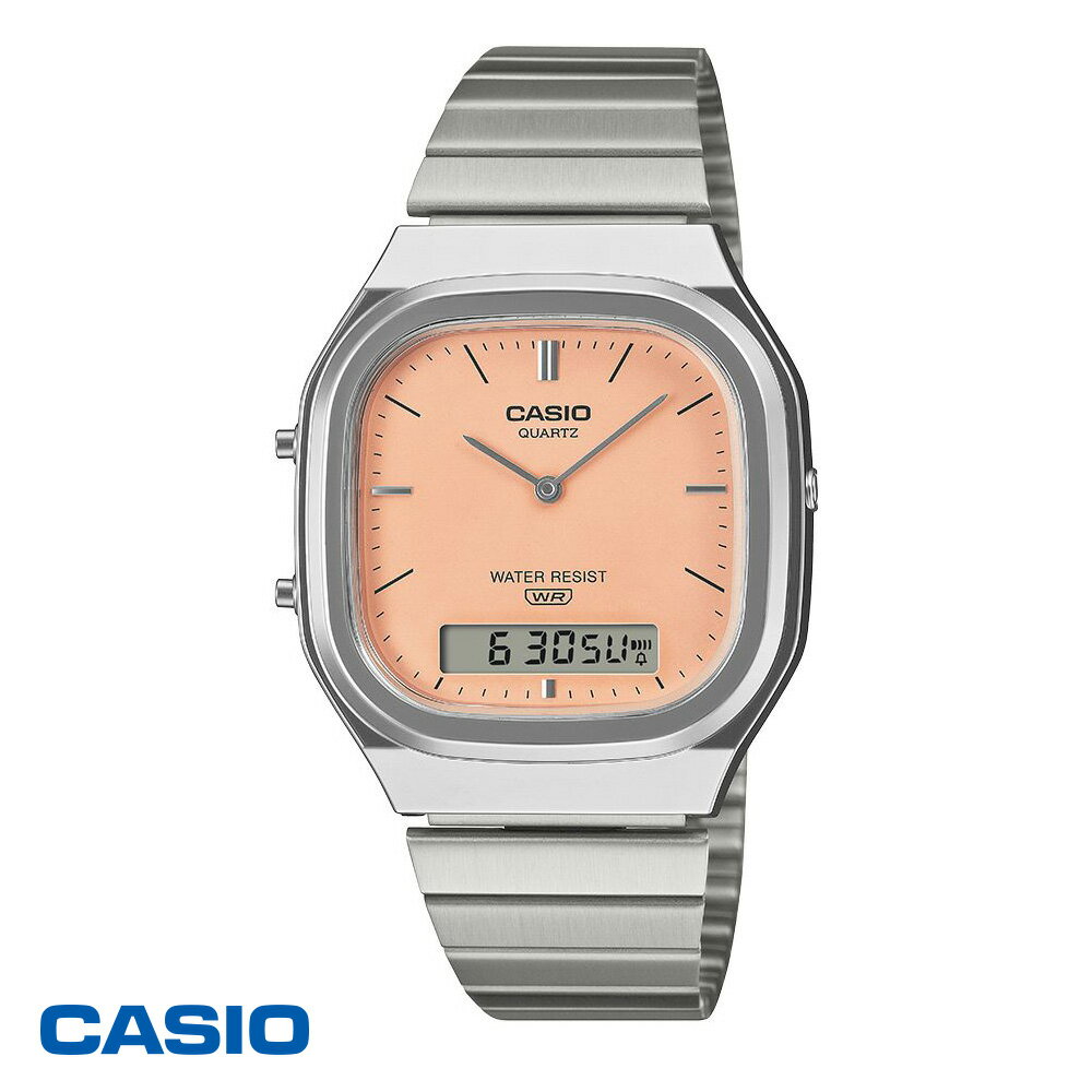 Rakuten - CASIO “CLASSIC” AQ-240E-4AJF シルバー／ペールオレンジ　アナデジ レトロカシオ 腕時計