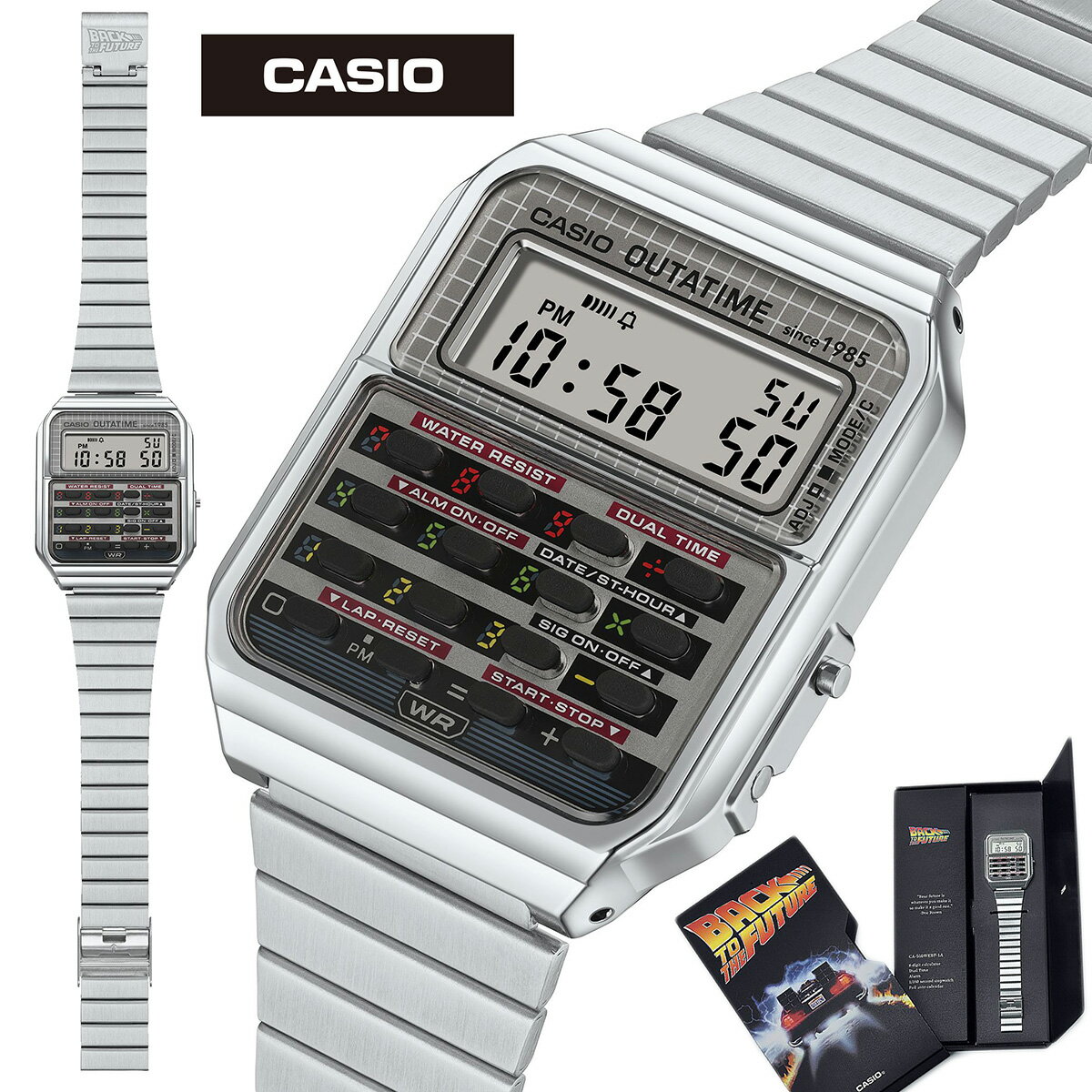 【先行予約】CASIO CLASSIC CA-500WEBF-1AJR シルバー　カシオクラッシック カリキュレーター 腕時計 電卓デザイン　バックトゥーザフューチャー　※予約販売はキャンセル、返品不可・クレジットカード決済のみとなります、予めご了承くださいのサムネイル