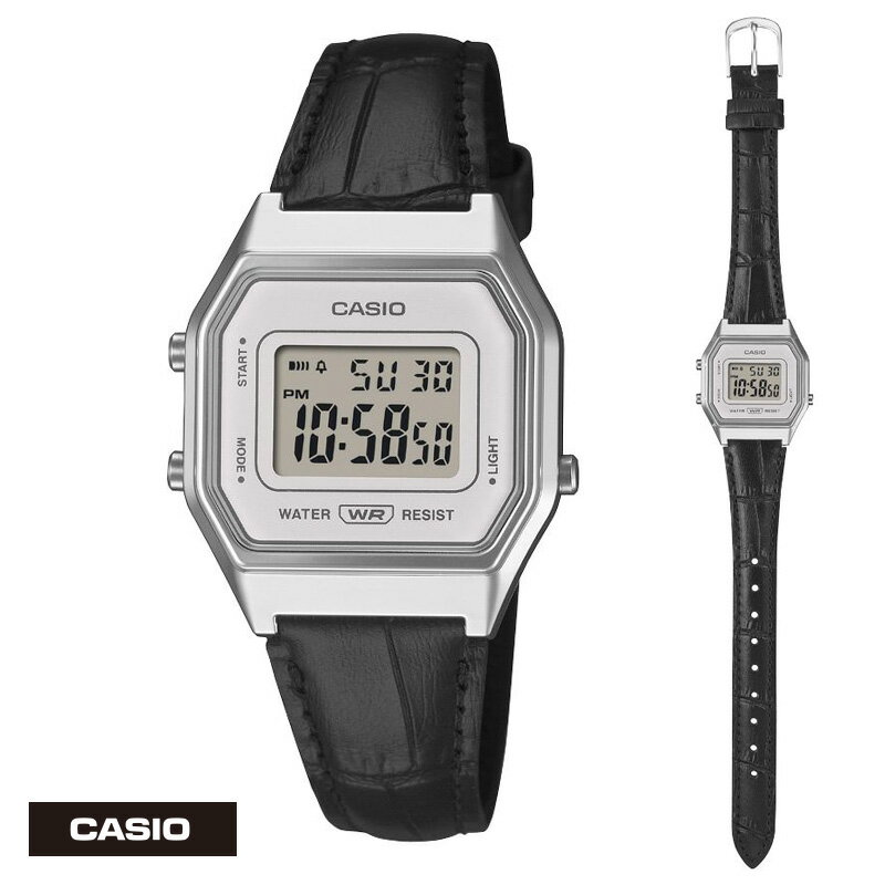 C, D, T, R, W - カシオ クラシック CASIO CLASSIC デジタル 腕時計 レディース LA680WEL-1JF 型押しレザーバンド ブラック