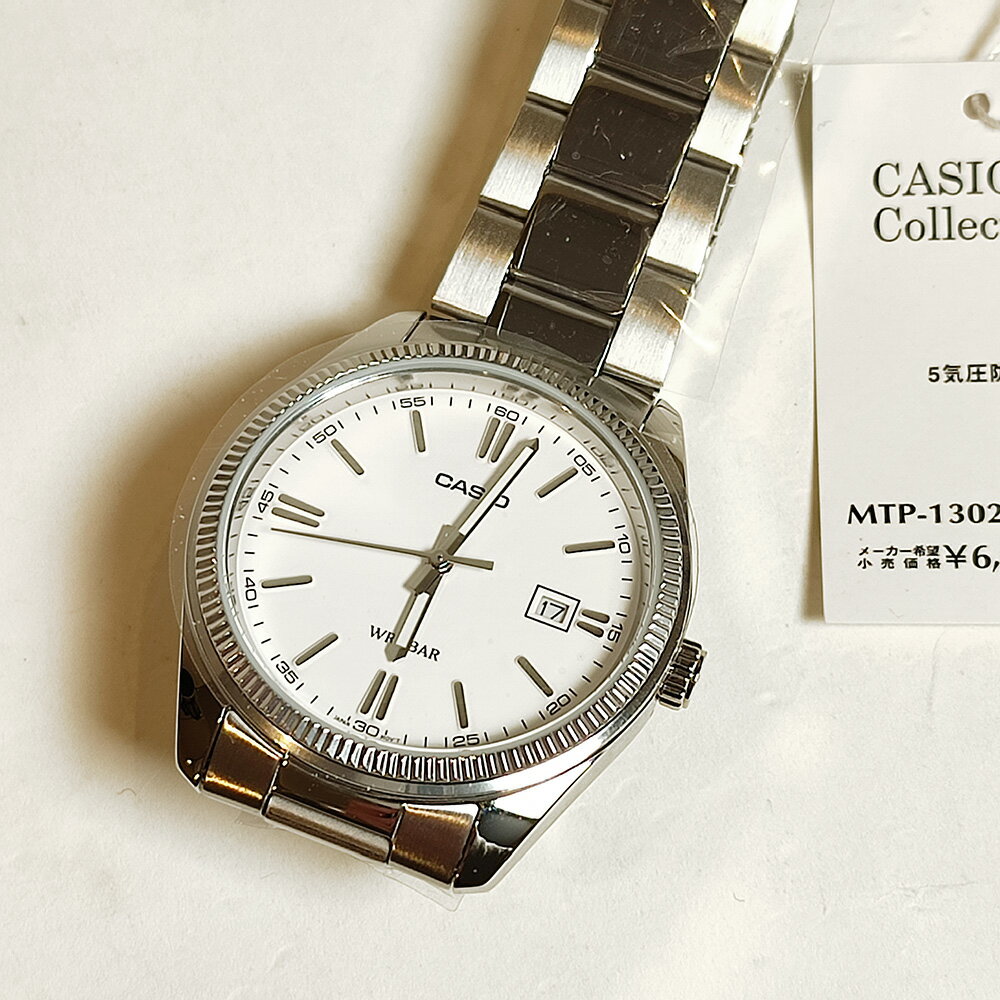 カシオコレクション CASIO Collection STANDARDMTP-1302D-7A1JF　ホワイトダイヤル　腕時計3針　デイト付き　ステンレスバンド[ カシコレ 5気圧防水 チプカシ レトロウォッチ ユニセックス ]