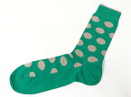 DEMOCRATIQUE SOCKS ORIGINALS DOTCOM“シーグリーン/サンド” [デモクラティック メンズクルーソックス 靴下 北欧 ドット 水玉　レプラコーングリーン　]【父の日】【ギフト】【贈り物】簡易ラッピング無料