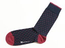 DEMOCRATIQUE SOCKS ORIGINALS POLKA DOT“ネイビー/レッドワイン” [デモクラティック メンズクルーソックス 靴下 北欧 ドット 水玉]【..