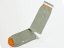 DEMOCRATIQUE SOCKS RELAX TWO STRIPE“ダークサンド/ホワイト/オレンジ ” [デモクラティック メンズクルーソックス 靴下 北...