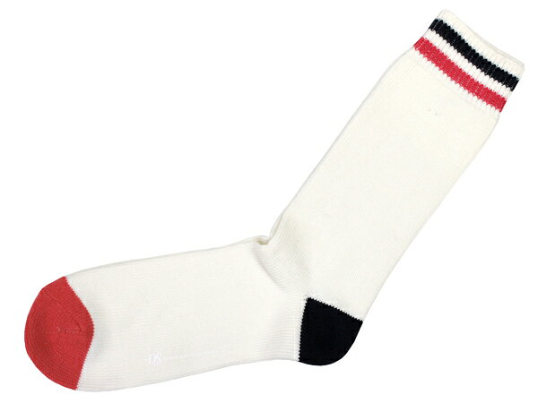 Rakuten - DEMOCRATIQUE SOCKS RELAX TWO STRIPE“ホワイト/レッド/ネイビー” [デモクラティック メンズクルーソックス 靴下 北欧]【父の日】【ギフト】【贈り物】簡易ラッピング無料10P27May16