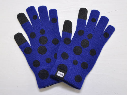 EVOLG by Lubic DOT ディープブルー [エヴォログ ニットグローブ スマートフォンなどタッチパネル対応手袋 ドット水玉柄]【メール便対応】のサムネイル