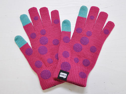 EVOLG by Lubic DOT ピンク [エヴォログ ニットグローブ スマートフォンなどタッチパネル対応手袋 ドット水玉柄]【メール便対応】のサムネイル