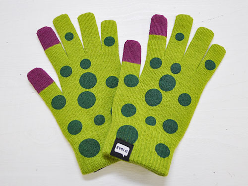 EVOLG by Lubic DOT グリーン [エヴォログ ニットグローブ スマートフォンなどタッチパネル対応手袋 ドット水玉柄]【メール便対応】のサムネイル