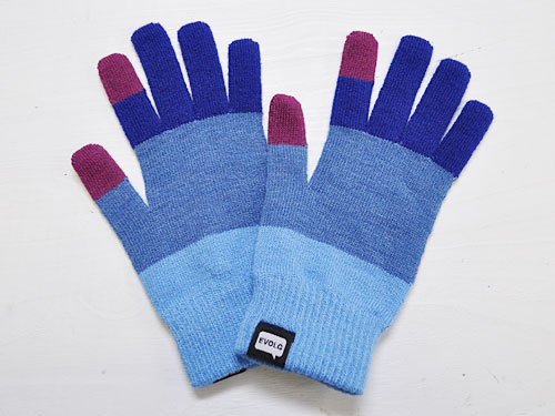 EVOLG by Lubic TORI-CO ディープブルー/スティールブルー/ライトブルー [エヴォログ ニットグローブ スマートフォンなどタッチパネル対応手袋 マルチボーダー]【メール便対応】のサムネイル