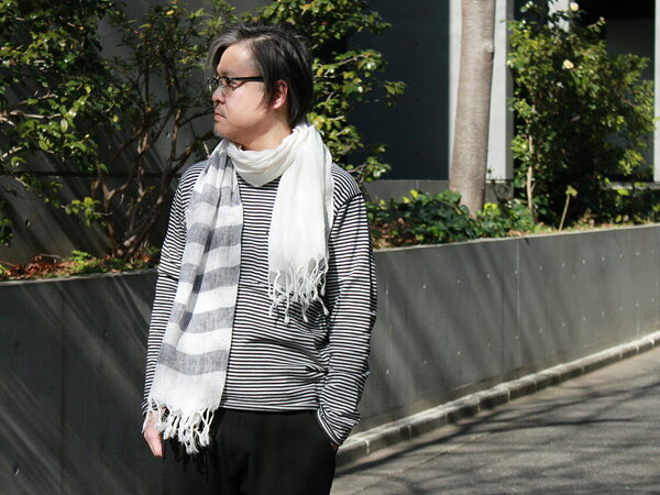 �ڥ᡼��������̵����PISU Stripe/Solid Linen Scarf �ͥ��ӡ� [�ԥ� ��ͥ󥹥����� ��100%���ܡ�����]