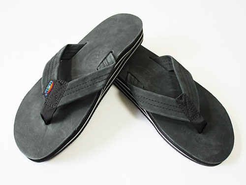 　RAINBOW Sandals Premier Leather Double Layer Arch ブラック [レインボー ダブルアーチレザービーチサンダル]