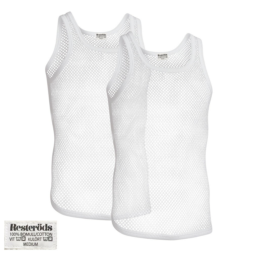 RESTERODS レステロッズ7302-01 NET SINGLET ORGANIC COTTON 2PACK2枚組オーガニックコットンメッシュタンクトップ　80年代ファッション