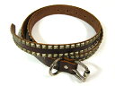 スタッズベルト ベルト（メンズ） Eduardo Leather PYRAMID STUDS BELT ブラウン [ピラミッドスタッズレザーベルト]