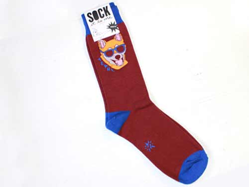 ★　Sock It To Me Men's Crew Socks “YEAH! DOG!”バーガンディー[メンズクルーソックス 靴下]【メール便送料無料】