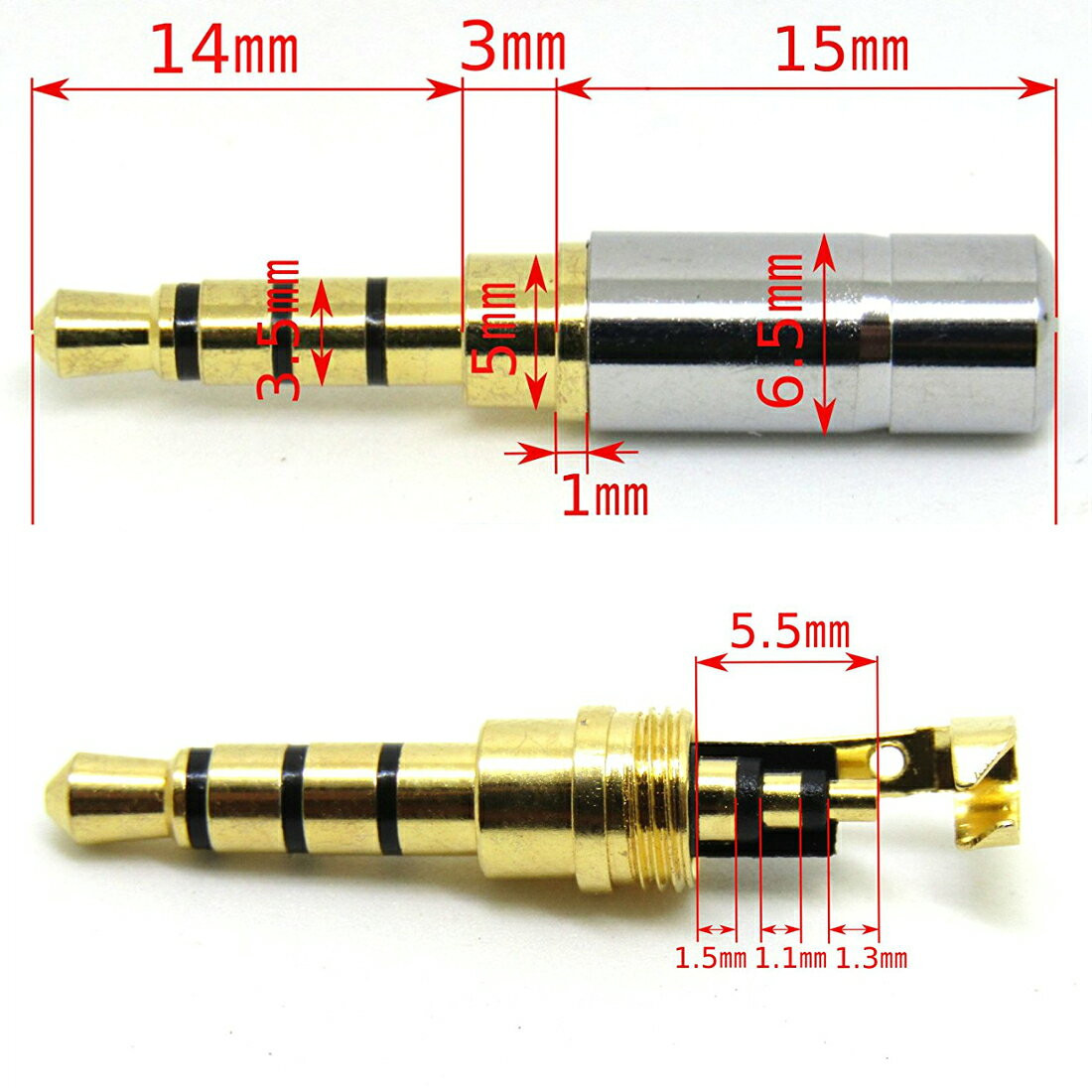 3個セット φ3.5mm ミニプラグ 修理 交換 収縮チューブ付き 4極 メタル 金属 送料無料 standardstore-10000356 スタンダード サンプル画像2