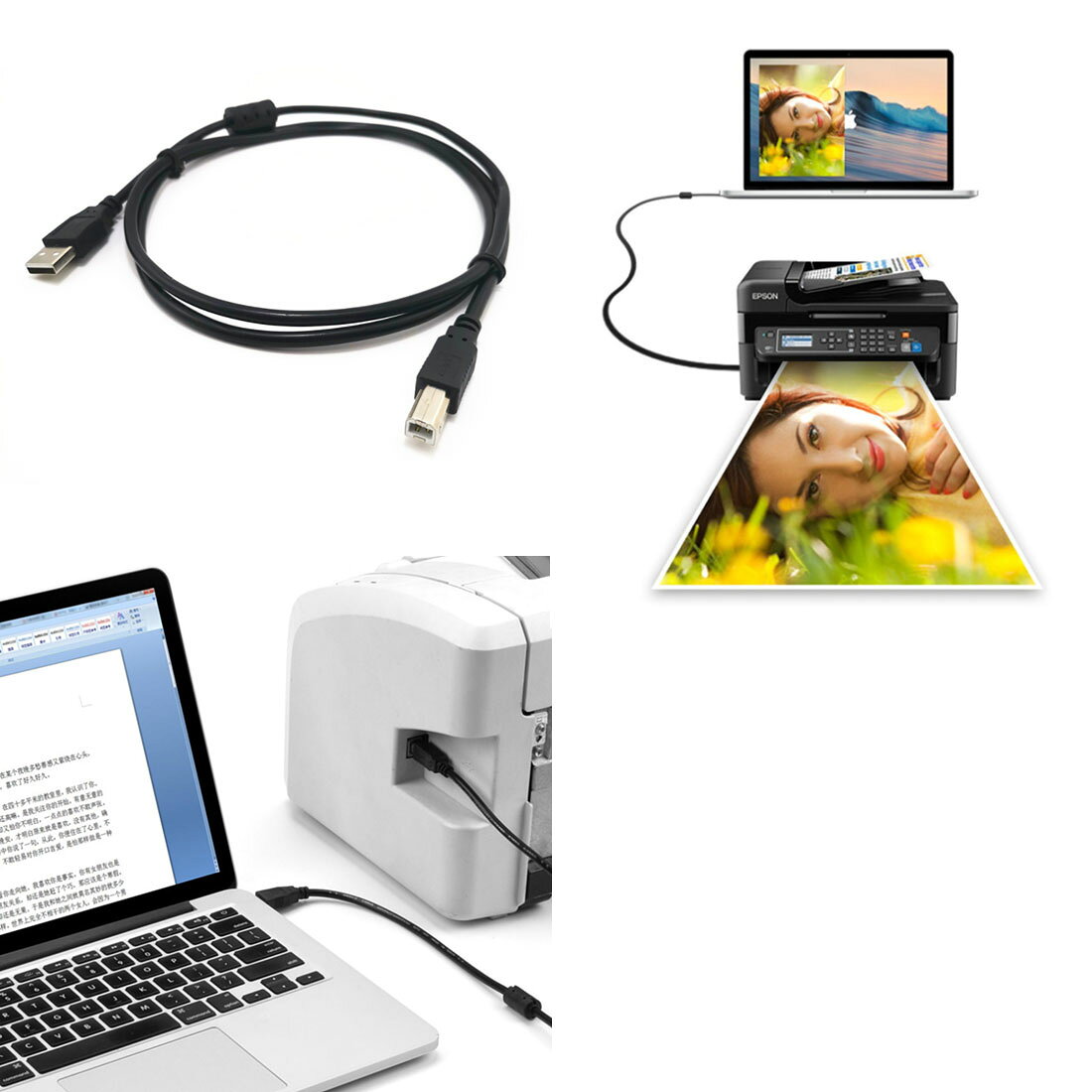 1.3m プリンターケーブル usb2.0 a-bタイプ abタイプ 汎用 キャノン ブラザー エプソン 互換品 印刷 接続 プリンター スキャナ FAX ケーブル usbケーブル 送料無料 3