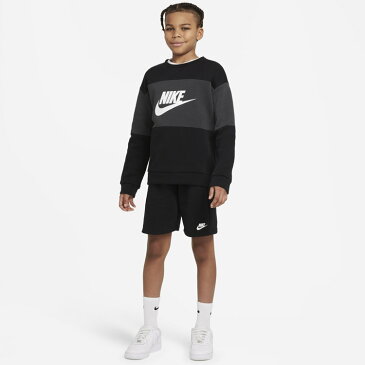 【2022モデル】ナイキ NIKE ジュニア用 長袖スウェット ハーフパンツ 上下セット フレンチテリー トラックスーツ 小学生 DO6789-010 子供服 こども キッズ Jr スポーツウェア トレーニングウェア 長袖 半ズボン ランニング ジョギング