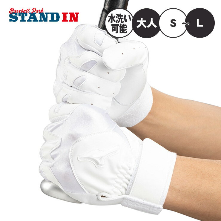 【刺繍1円】ミズノ バッティンググローブ 洗える天然皮革 高校野球対応 両手用 1EJEH023 高校生 中学生 学生野球 バッティング手袋 バッティンググラブ 打者用手袋 白 mizuno