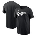 ナイキ ロサンゼルス・ドジャース 半袖 Tシャツ ワードマーク コットン Los Angeles Dodgers Nike Black Fuse Wordmar...
