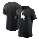 ナイキ ロサンゼルス・ドジャース 半袖 Tシャツ ラージロゴ コットン Los Angeles Dodgers Nike Black Fuse Logo T-S...