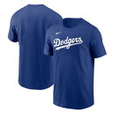 ナイキ ロサンゼルス・ドジャース 半袖 Tシャツ ワードマーク コットン Los Angeles Dodgers Nike Royal Fuse Wordmar...